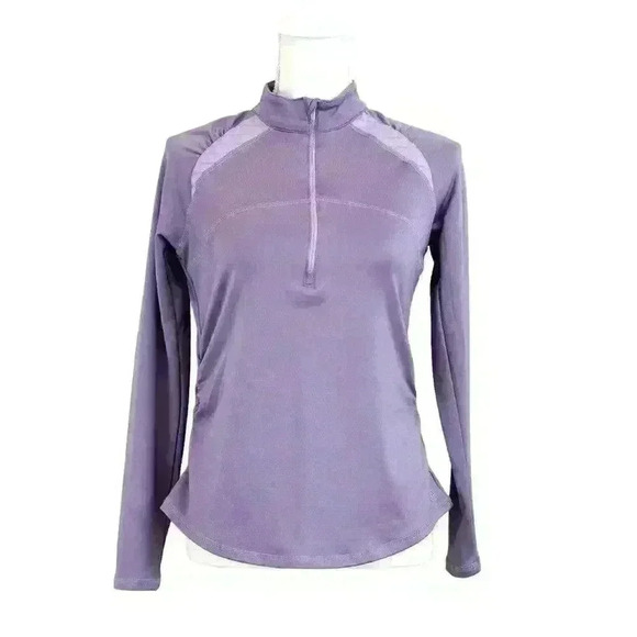 Lija Tops - Lija Half Zip Lavender Purple Pullover w/Ruched Sides Size Small